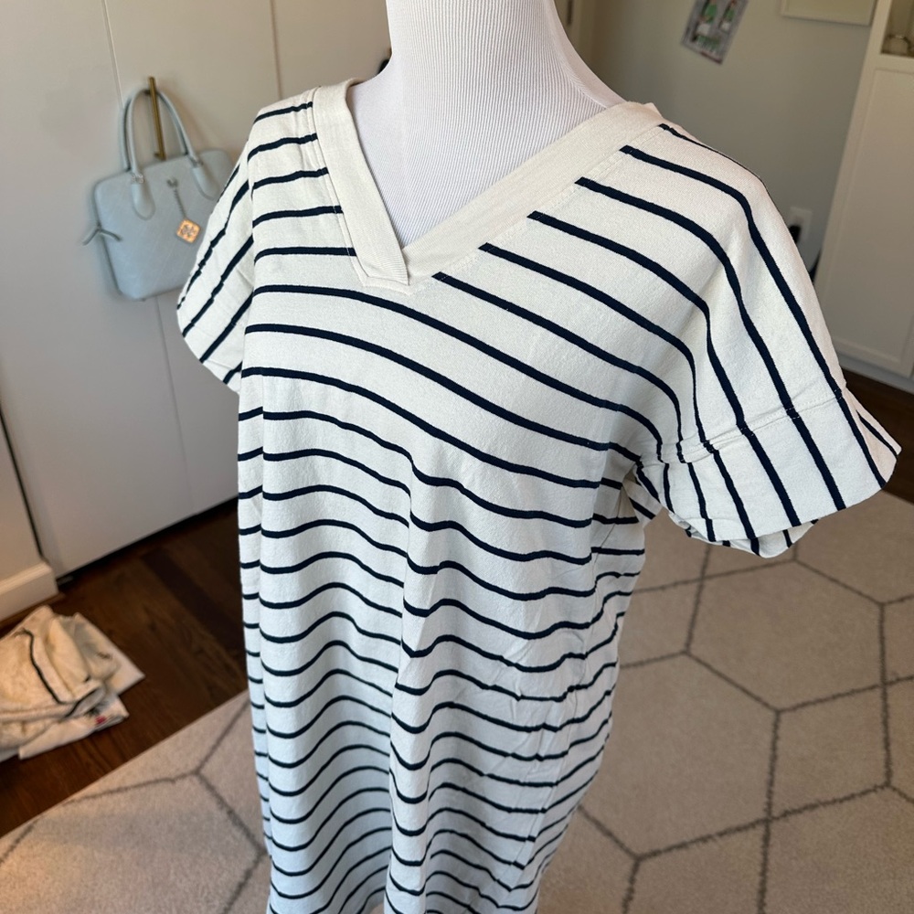 Madewell Vneck Striped Dress - Picture 3 of 7